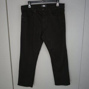 New Paige Federal Slim Straight Leg Cropped Jeans in Black Shadow size 32x26.5